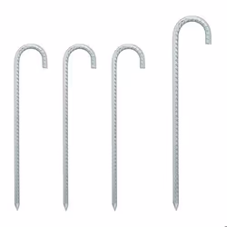 Relaxdays Sardines camping XL lot de 4 fixation pour tente extra longues accessoire en acier 385 cm argenté