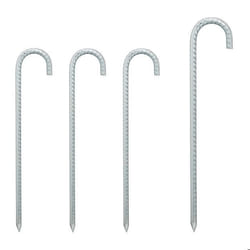 Relaxdays Sardines camping XL lot de 4 fixation pour tente extra longues accessoire en acier 385 cm argenté