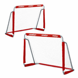Relaxdays But de football, lot de 2, enfants et adultes, HLP : 110 x 150 x 75 cm, métal, cage stable pour foot, rouge
