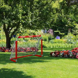 Relaxdays But de football, lot de 2, enfants et adultes, HLP : 110 x 150 x 75 cm, métal, cage stable pour foot, rouge