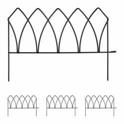 Bordure de jardin en métal, HxL : 29,5x172 cm, clôture à planter, extérieur, 4 éléments, style arqué, noir - Relaxdays