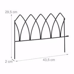 Bordure de jardin en métal, HxL : 29,5x172 cm, clôture à planter, extérieur, 4 éléments, style arqué, noir - Relaxdays - Vue supplémentaire 4