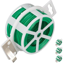 Relaxdays - Lot de 4 rouleaux fil métallique, 50 m de long, fines attaches plantes, revêtement plastique, coupeur, vert