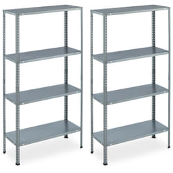 Relaxdays - tagère à charge lourde galvanisée, lot de 2, hlp 145x75,5x30 cm, 4 niveaux, 160 kg max., acier, cave, garage, argenté