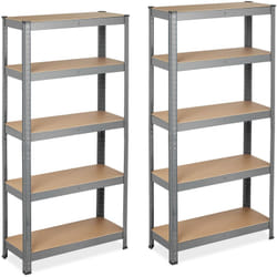2 x Relaxdays tagère à charge lourde, capacité 875 kg, 5 niveaux, à assembler, cave, garage, acier, hlp 180x90x45 cm