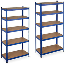 2 x Relaxdays tagère à charge lourde, capacité 875 kg, 5 niveaux, à assembler, cave, garage, acier, hlp 180x90x45 cm
