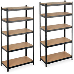2x Relaxdays tagère à charge lourde, capacité 875 kg, 5 niveaux, à assembler, cave, garage, acier, hlp 180x90x45 cm