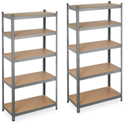Tagère à charge lourde, lot de 2, capacité 875 kg, 5 niveaux, à assembler, acier, hlp 180x90x45 cm, gris - Relaxdays