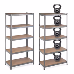 Étagère à charge lourde Lot de 2 180x90x45 cm capacité de 1325 kg 5 niveaux à assembler cave garage acier gris