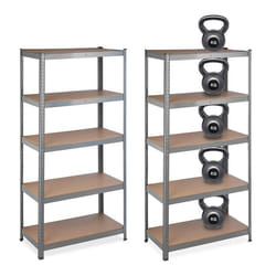 Étagère à charge lourde Lot de 2 180x90x45 cm capacité de 1325 kg 5 niveaux à assembler cave garage acier gris