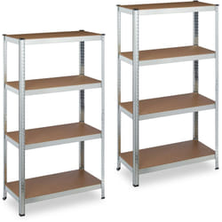Relaxdays - tagère à charge lourde galvanisée, lot de 2, capacité 875 kg, 157x80x40 cm, 4 niveaux, à emboiter, cave, argenté