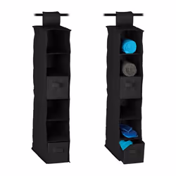 Etagère à suspendre en tissu lot de 2 6 compartiments 2 tiroirs pour dressing HLP: env. 82 x 145 x 30 cm noir