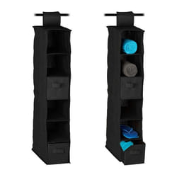 Etagère à suspendre en tissu lot de 2 6 compartiments 2 tiroirs pour dressing HLP: env. 82 x 145 x 30 cm noir