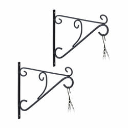 Relaxdays - Crochet suspension plantes, lot de 2, support mural, HxLxP: 28x30x2 cm, extérieur & intérieur, fer, noir