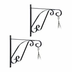 Relaxdays - Crochet suspension plantes, lot de 2, mural, HxLxP: 28x30x2 cm, porte-plantes extérieur & intérieur, fer, noir