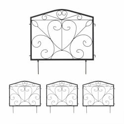 Bordure de jardin, HxL par pièce: 60 x 60 cm, métal, clôture à planter, 4 éléments décoratifs, noir - Relaxdays