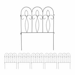Clôture jardin en métal, 6 éléments avec ornements, h x l: 81 x 63 cm, bordures à planter, noir - Relaxdays