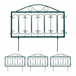 Barrière de jardin, métal, à planter, vintage, 4 éléments chacun HL 46 x 57 cm (avec charnières), vert foncé - Relaxdays
