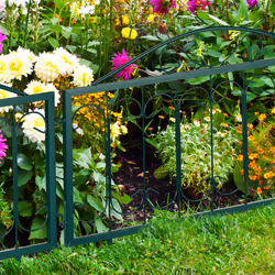 Barrière de jardin, métal, à planter, vintage, 4 éléments chacun HL 46 x 57 cm (avec charnières), vert foncé - Relaxdays