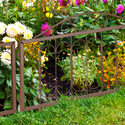 Barrière de jardin, métal, à planter, vintage, 4 éléments chacun HL 46 x 57 cm (avec charnières), marron - Relaxdays
