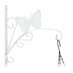 Relaxdays - Crochet de suspension pour plantes, papillon, montage mural, fer, hlp 30x30x2 cm, intérieur & extérieur, blanc
