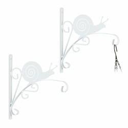 Relaxdays Crochet de suspension pour plantes en lot de 2, escargot, montage mural, en fer, HLP 30 x 30,5 x 2 cm, blanc