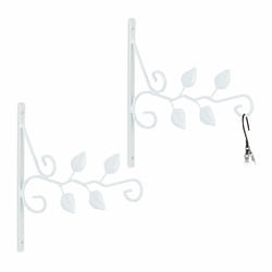 Relaxdays - Crochet de suspension pour plantes en lot de 2, forme branche, montage mural, fer, hlp 30 x 29,5 x 2 cm, blanc