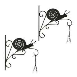 Relaxdays - Crochet de suspension pour plantes en lot de 2, escargot, fer, h x l x p : env. 30 x 30,5 x 2 cm, noir