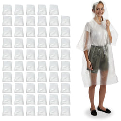 Relaxdays - Ponchos imperméables jetables, Lot de 60, cirés avec capuche, contre la pluie, randonnée, unisexe, transparents