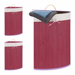 Panier à linge bambou lot de 3 corbeille linge pliante 60 L sac intérieur coton 65 x 495 x 37 cm rose