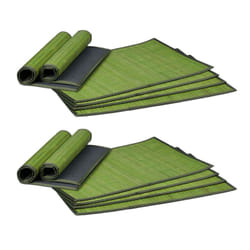 Relaxdays - Set de table, bambou, lot de 12, tables manger, 30 x 45 cm, rectangle, tapis de table antidérapant lavable, vert