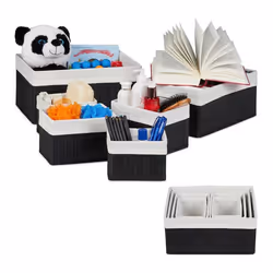 Corbeille de rangement tissu lot de 12 paniers en bambou déco étagère organiseur noir