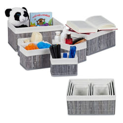 Corbeille de rangement tissu lot de 12 paniers en bambou déco étagère organiseur gris