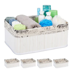 5x Paniers revêtement en tissu bambou rectangulaire corbeille panier salle de bain 165x38x285 cm blanc