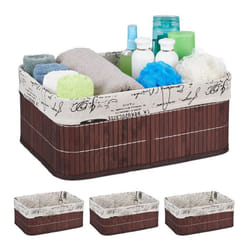 4x Paniers revêtement en tissu bambou rectangulaire corbeille panier salle de bain 165x38x285 cm marron