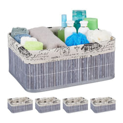 5x Paniers revêtement en tissu bambou rectangulaire corbeille panier salle de bain 165x38x285 cm gris