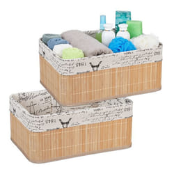 2x Paniers revêtement en tissu bambou rectangulaire corbeille panier salle de bain 165x38x285 cm nature