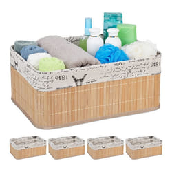 5x Paniers revêtement en tissu bambou rectangulaire corbeille panier salle de bain 165x38x285 cm nature