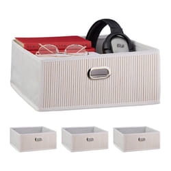 4x paniers de rangement en bambou corbeille de salle de bain carrée boîte plate 14 x 31 x 31 cm pliante blanc