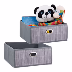 2x Paniers de rangement en bambou corbeille de salle de bain carrée boîte plate 14 x 31 x 31 cm pliante gris