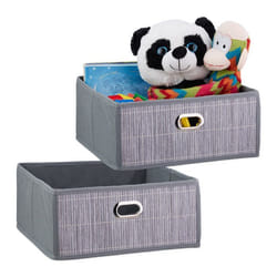 2x Paniers de rangement en bambou corbeille de salle de bain carrée boîte plate 14 x 31 x 31 cm pliante gris
