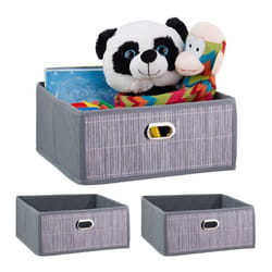 3x Paniers de rangement en bambou corbeille de salle de bain carrée boîte plate 14 x 31 x 31 cm pliante gris