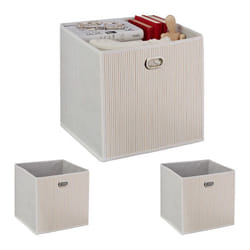 3x paniers de rangement bambou corbeille de salle de bain carrée boîte haute 31 x 31 x 31 cm pliable blanc