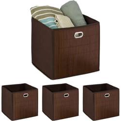 Relaxdays - 4x paniers de rangement bambou, corbeille de salle de bain carrée, boîte haute, 31 x 31 x 31 cm, pliable, marron