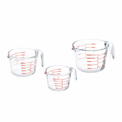 Lot de 3 verres mesureurs, carafe graduée 250 ml, 500 ml, 1 l, résistant chaleur et micro-ondes, transparent - Relaxdays