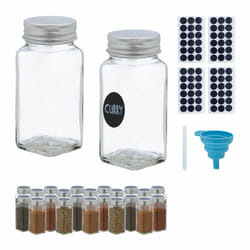 Relaxdays - Lot de 24 salières et poivrières, pots, embouts tamiseur, 120 ml, étiquettes, crayon, entonnoir, transparent