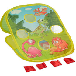 Relaxdays - Jeu de lancer, pour jeunes enfants, motifs de dinosaures, 4 sacs à lancer, intérieur et extérieur. multicolore