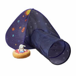 Relaxdays Tente pour enfants, décorée de planètes, avec tunnel, HLP : 90x170x100 cm, intérieur et extérieur, multicolore