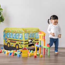 Relaxdays Tente pour enfants en forme de bus scolaire, H x L x P : 70 x 110 x 70 cm, intérieur et extérieur, multicolore