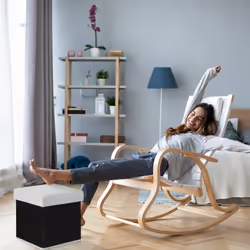 Tabouret avec rangement, rembourré, pliable, h x l x p: 35x35x35 cm, couvercle, coffre en bambou, noir-blanc - Relaxdays
